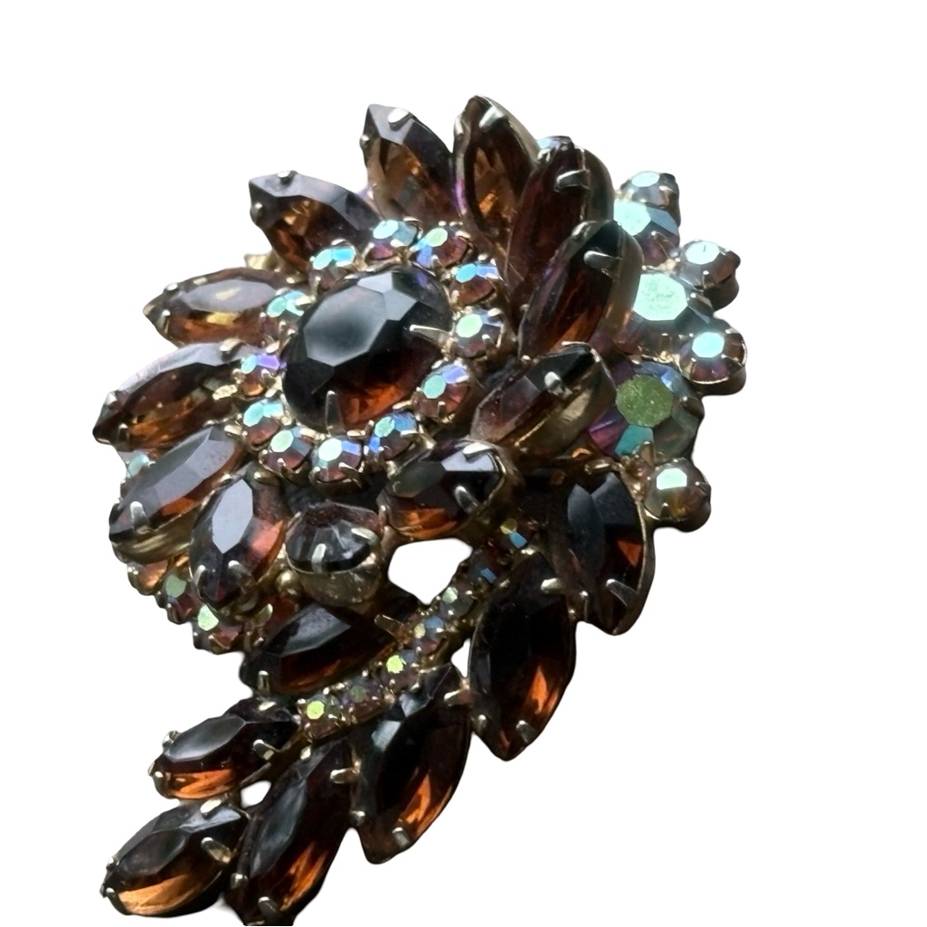 Mcm Stunning Juliana DE Brooch In Topaz Colored And Iridescent Rhinestone 83$